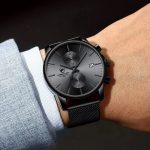 sleek black chronograph.
