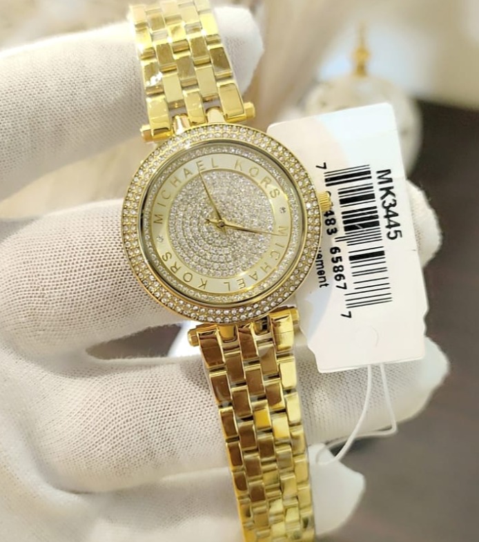 Gold-tone finish for a luxurious and polished appearance Mk Mini Darci Gold with Crystal Crave Dial Watch - Image 1